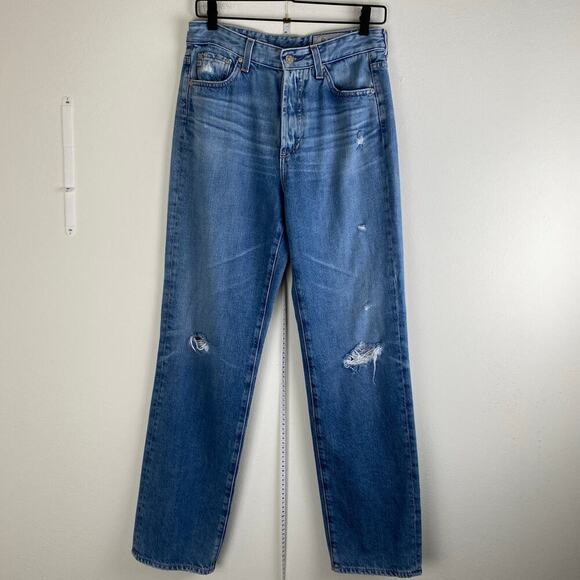 AG Alexxis Straight Jeans Size 28 Blue High Rise 10 Years Platform Blue Aged - Picture 8 of 15